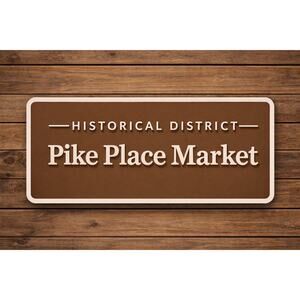 Pike Place Market Historical District Road Sign Seattle Washington Public Market
